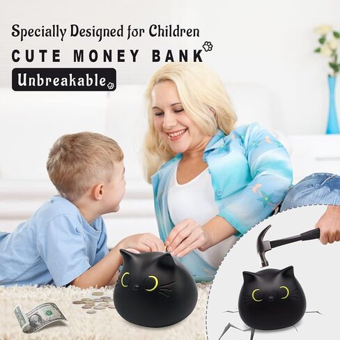 بنك Piggy ، أسود Cat Money Saving Gifts for Kids ، Black Cat Bank Coin Box Cat Coin Bank Piggy Bank Toy للبالغين Birth Births 7 × 6 بوصات in Kuwait