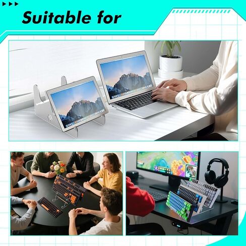 Acrylic Keyboard Display Stand Holder Mechanical Computer Stand Shelf for Desk Transparent Acrylic 3 Tier Keyboards Storage Holder Tray for Computer Tablet Picture Frame in Saudi Arabia