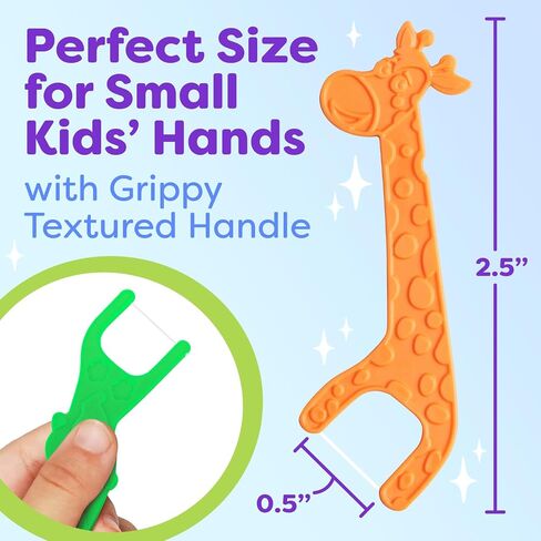 Kids Flossers 2 Pack (100 Total), Kids Floss Picks, Flossers Kids, Floss for Kids, Cute Animal Shapes, Glides Easy Between Teeth, Flosser Helps Prevent Tooth Decay & Gum Disease, Bubble Gum Flavored in Kuwait