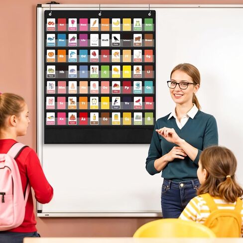 BESARME 7+2 Pockets Standard Pocket Chart for Classroom 7 Daily Schedule Calendar Pocket Chart with 2 Storage Pocket Use Letter Cards Word Wall and Sentence Strips Size: 33.4" x 28" in Saudi Arabia