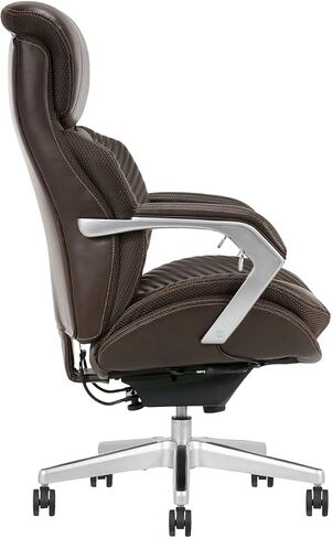iComfort i6000 Series Big & Tall Ergonomic Bonded Leather High-Back Executive Chair, Brown/Silver in Kuwait