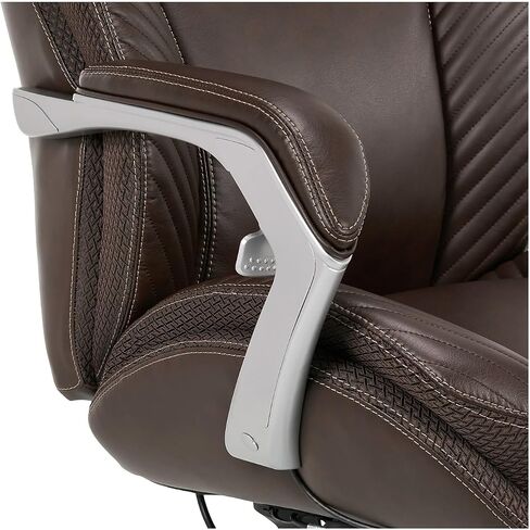 iComfort i6000 Series Big & Tall Ergonomic Bonded Leather High-Back Executive Chair, Brown/Silver in Kuwait