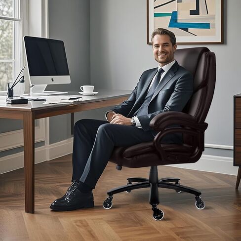 Waleaf 500lbs Big and Tall Office Chair, Heavy Duty Chair for Heavy People, Adjustable Ergonomic Lumbar Support Executive Chair, Large High Back and Quiet Rubber Wheels in Kuwait
