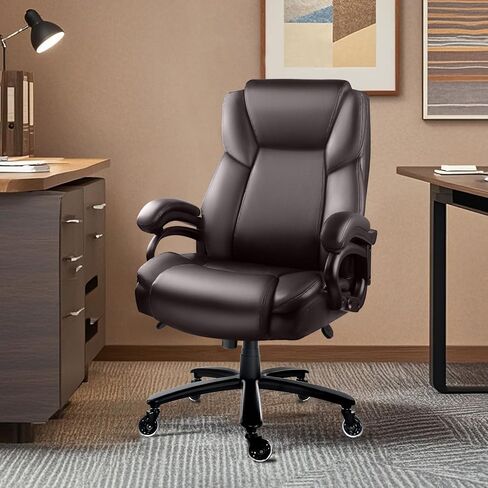 Waleaf 500lbs Big and Tall Office Chair, Heavy Duty Chair for Heavy People, Adjustable Ergonomic Lumbar Support Executive Chair, Large High Back and Quiet Rubber Wheels in Kuwait