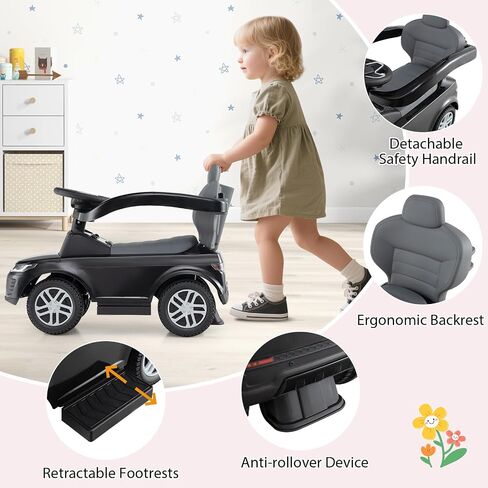 HONEY JOY Ride On Push Car for Toddlers, Licensed Land Rover Ride On Sliding Car w/Handle & Handrails, Music & Lights, Under Seat Storage, No Batteries, Kids Ride On Toys for Boys and Girls (Pink) in Saudi Arabia