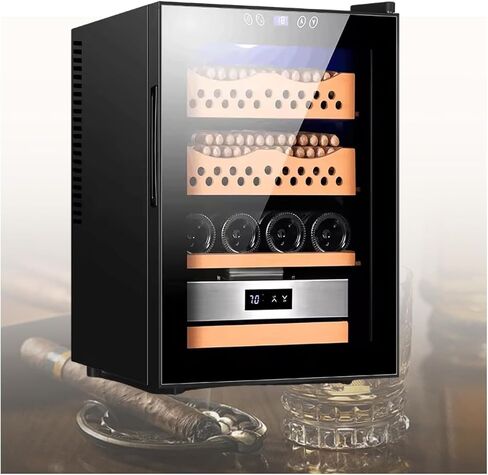 Cigar Humidor Cabinet,Cigar Humidor, Intelligent Electronic Cigar Cabinet, Electric Humidor Cooler, Tempered Glass, Cedar Wood Lining Large Capacity Partitions(A) in Saudi Arabia