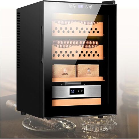 Cigar Humidor Cabinet,Cigar Humidor, Intelligent Electronic Cigar Cabinet, Electric Humidor Cooler, Tempered Glass, Cedar Wood Lining Large Capacity Partitions(A) in Saudi Arabia