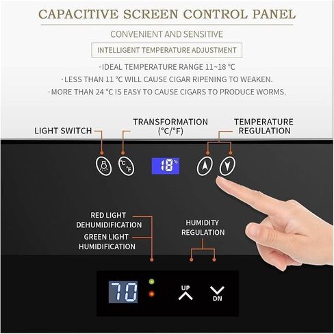 Cigar Humidor Cabinet,Cigar Humidor, Intelligent Electronic Cigar Cabinet, Electric Humidor Cooler, Tempered Glass, Cedar Wood Lining Large Capacity Partitions(A) in Saudi Arabia