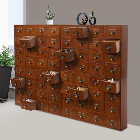 64-Drawer Storage Cabinet Pine Wood Furniture Tabletop Storage Box For Home in Saudi Arabia