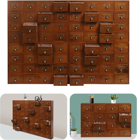 64-Drawer Storage Cabinet Pine Wood Furniture Tabletop Storage Box For Home in Saudi Arabia