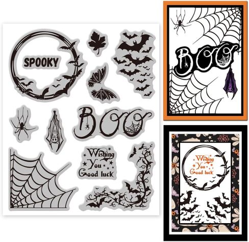 Globleland Spider Web Border Cling Rubber Rubber Stamp 7.09x8.66inch Halloween Bath Border Eva Stamps Seal Stamp Seal Stamps for DIY Scrapbooking و Card Making Paper Craft Decor in Saudi Arabia