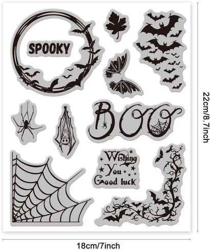 Globleland Spider Web Border Cling Rubber Rubber Stamp 7.09x8.66inch Halloween Bath Border Eva Stamps Seal Stamp Seal Stamps for DIY Scrapbooking و Card Making Paper Craft Decor in Saudi Arabia