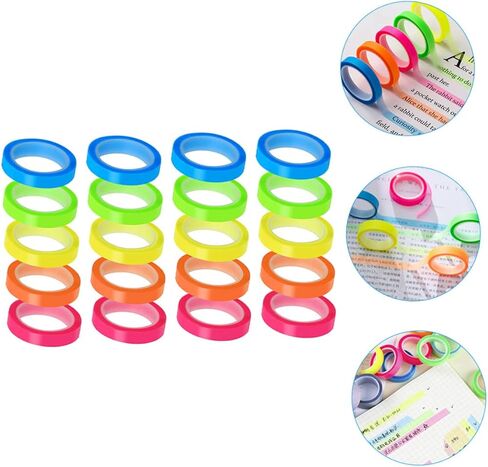 GADPIPARTY 20 ROLLS TRAMPRENT LOCKY TABS Multi Function Abslize أشرطة لتمييز علامات تبويب الكتب لمكتب المدرسة والاستخدام المنزلي in Kuwait