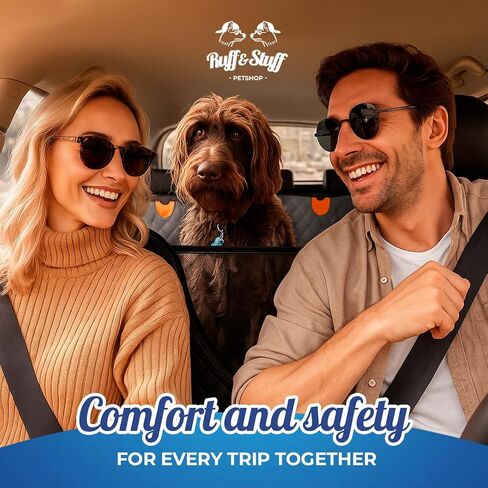 Ruff & Stuff Dog Car Seat غطاء أسفل القاع للمقعد الخلفي يصل إلى 170 رطلاً | مقاوم للخدش مقاوم للماء | ملاءمة عالمية لجميع المركبات (أسود) in Saudi Arabia