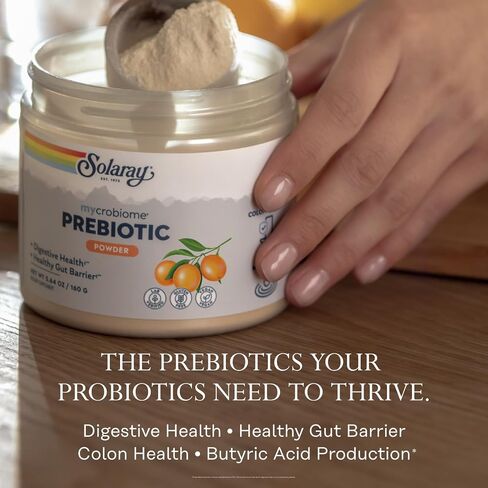 SOLARAY Mycrobiome Prebiotic Powder، البريبايوتكس للنساء والرجال، مكملات غذائية هضمية لصحة القولون والأمعاء، تركيبة سهلة الخلط وغير منتفخة، نكهة الحمضيات، 20 حصة، 5.64 أونصة in Saudi Arabia
