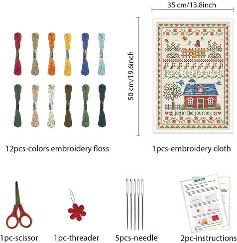 FreeBloss Cross Stitch Wall kits let stits stitch stitches stitches stitches kits stitches stitch stitch stitch stitchits مع تعليمات للمبتدئين عبر ديكور خياطة الفرح في الرحلة in Saudi Arabia