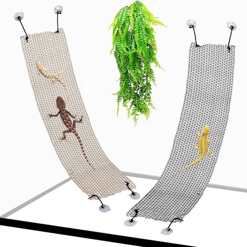 Bearded Dragon Hammock Lizard Climbing Hammock Lounger Collapsible Reptile Climbing Wall Bridge Tank Accessories for Gecko Snake Hermit Crab Chameleon (1 Pcs) in Saudi Arabia