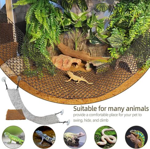Bearded Dragon Hammock Lizard Climbing Hammock Lounger Collapsible Reptile Climbing Wall Bridge Tank Accessories for Gecko Snake Hermit Crab Chameleon (1 Pcs) in Saudi Arabia