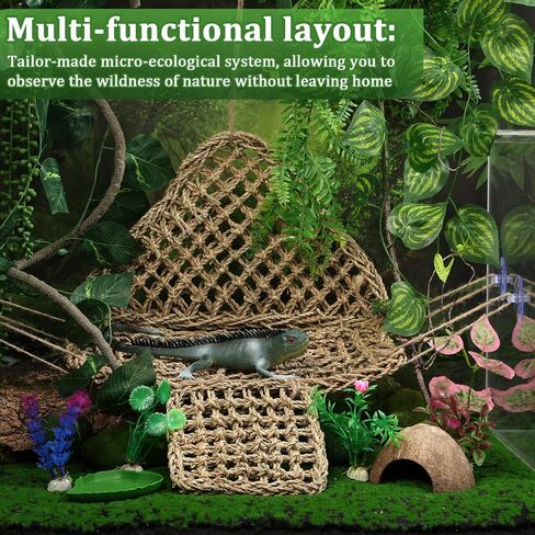 32 Pcs Bearded Dragon Tank Accessories Reptile Hammock Coconut Shell Nest Jungle Climber Vines Terrarium Branch Plant Feeder Habitat Decor for Hiding Climbing Snake Gecko Lizard Chameleon in Saudi Arabia