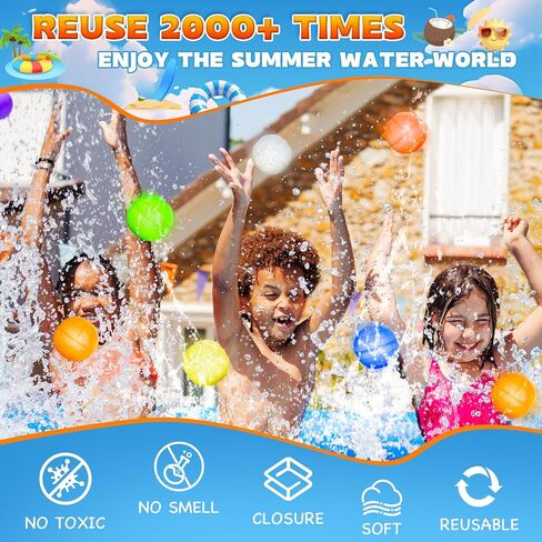 24pcs البالونات المائية القابلة لإعادة الاستخدام ، وكرات رش من السيليكون الخالية من اللاتكس للأطفال والبالغين ، ومياه سيليكونية ذاتية المرونة مع حقيبة شبكية ， ألعاب الصيف حمام السباحة لحفلة حمام الهدية in Saudi Arabia