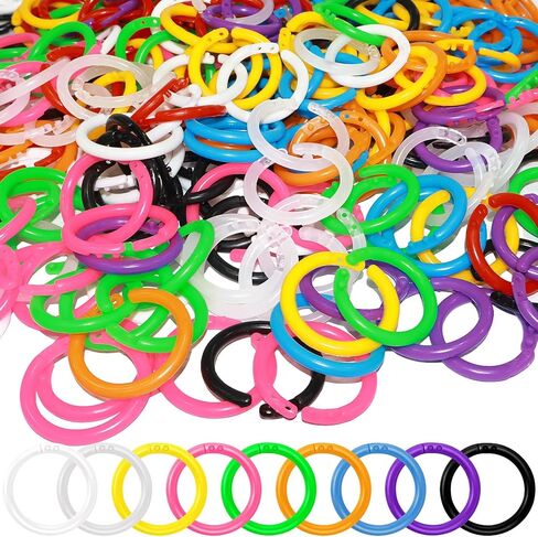 300 PCS حلقات موثق بلاستيكية مرنة ، حلقات أوراق فضفاضة 20 مم للكتب ، وبطاقات الفهرس ، والوثائق والمستلزمات المكتبية مقاطع منظمة متينة لمشاريع المنزل والمدارس والحرف (10 ألوان) in Kuwait