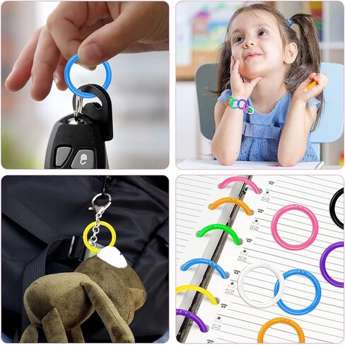 300 PCS حلقات موثق بلاستيكية مرنة ، حلقات أوراق فضفاضة 20 مم للكتب ، وبطاقات الفهرس ، والوثائق والمستلزمات المكتبية مقاطع منظمة متينة لمشاريع المنزل والمدارس والحرف (10 ألوان) in Kuwait