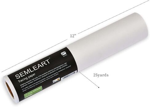 SEMLEART Artit's Tracing Paper roll,32lb/50gsm,12 inch x 25 Yard,Translucent Tracing Paper for Pencil, Marker and Ink - Trace Images, Sketching,Drawing in Kuwait