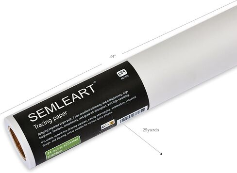 SEMLEART Artit's Tracing Paper roll,32lb/50gsm,12 inch x 25 Yard,Translucent Tracing Paper for Pencil, Marker and Ink - Trace Images, Sketching,Drawing in Kuwait