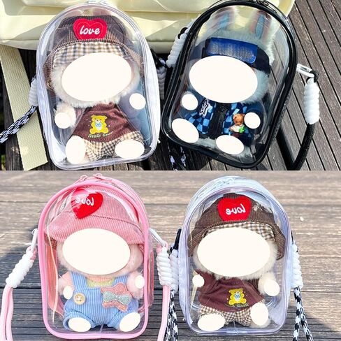 Clear Figure Display Bag with Keychain and Lanyard, Protective Doll Case, 15cm/5.91in Crossbody Doll Storage Bag in Saudi Arabia