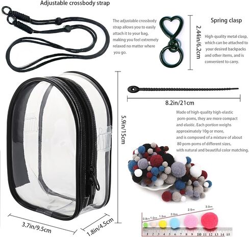 Clear Doll Case مع سلسلة المفاتيح والحزام قابل للتعديل ، حقيبة كروس مقاومة للماء لمجموعات المربع العمياء - غطاء عرض PVC مقاوم للغبار (شفاف ، 6.9 بوصة/17.5 سم) in Saudi Arabia