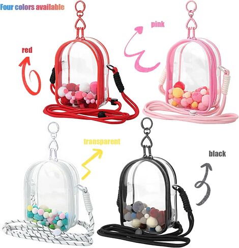 Clear Doll Case مع سلسلة المفاتيح والحزام قابل للتعديل ، حقيبة كروس مقاومة للماء لمجموعات المربع العمياء - غطاء عرض PVC مقاوم للغبار (شفاف ، 6.9 بوصة/17.5 سم) in Saudi Arabia
