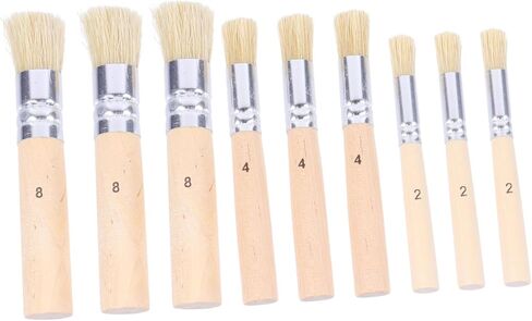 Housoutil 3set Wooden Stencil Brush Set Natural Bristles for Stencil Painting DIY Crafts Comfortable Handle Suitable for Watercolor in Saudi Arabia