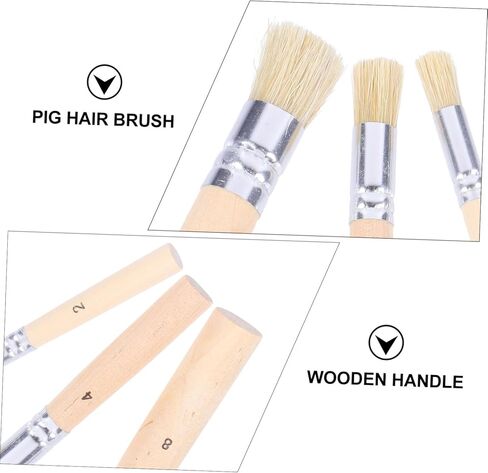 Housoutil 3set Wooden Stencil Brush Set Natural Bristles for Stencil Painting DIY Crafts Comfortable Handle Suitable for Watercolor in Saudi Arabia
