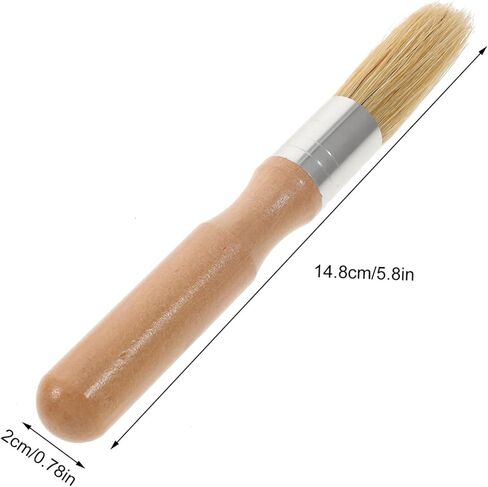 Uonlytech 2pcs Round Head Wooden Handle Stencil Brush Set for Acrylic and Oil Painting Small Bristle Brushes for Artists Detail Painting Tools in Kuwait
