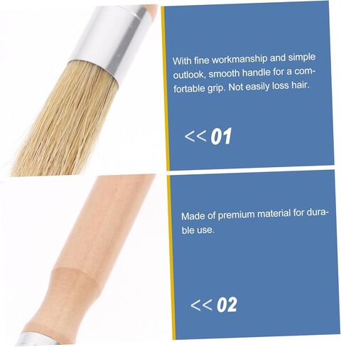 Uonlytech 2pcs Round Head Wooden Handle Stencil Brush Set for Acrylic and Oil Painting Small Bristle Brushes for Artists Detail Painting Tools in Kuwait