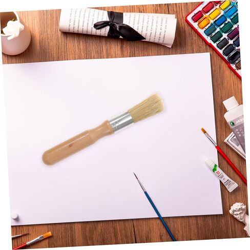 Uonlytech 2pcs Round Head Wooden Handle Stencil Brush Set for Acrylic and Oil Painting Small Bristle Brushes for Artists Detail Painting Tools in Kuwait