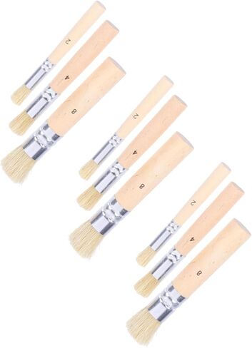 3SET Bristle Stencil فرش لمشاريع الطلاء الحرفية للألوان المائية الزيتية والأكريليك مقبض خشبي مريح لخطوط مفصلة وقوام مفصلة in Kuwait