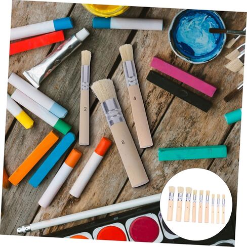 3SET Bristle Stencil فرش لمشاريع الطلاء الحرفية للألوان المائية الزيتية والأكريليك مقبض خشبي مريح لخطوط مفصلة وقوام مفصلة in Kuwait