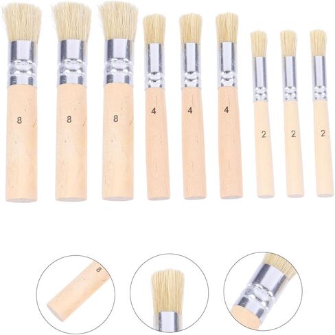 3SET Bristle Stencil فرش لمشاريع الطلاء الحرفية للألوان المائية الزيتية والأكريليك مقبض خشبي مريح لخطوط مفصلة وقوام مفصلة in Kuwait