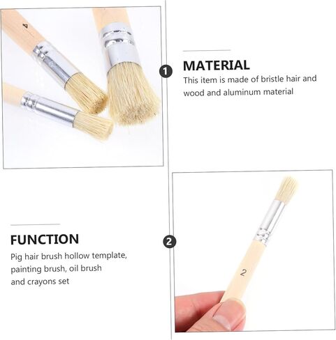 3SET Bristle Stencil فرش لمشاريع الطلاء الحرفية للألوان المائية الزيتية والأكريليك مقبض خشبي مريح لخطوط مفصلة وقوام مفصلة in Kuwait