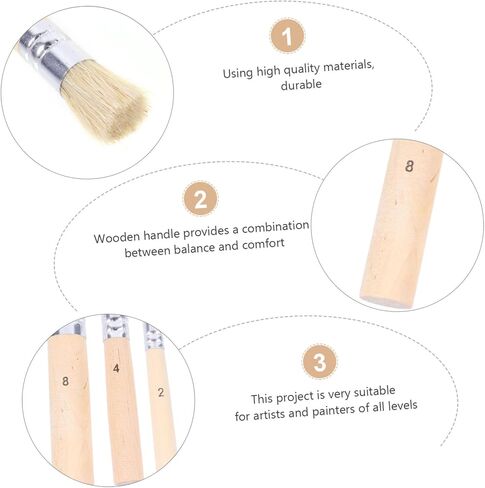 jojofuny 3set DIY Stencil Brush Set Natural Bristle Stencil Paint Brushes Wooden Handle for Boys and Girls Adults Beginners Artists in Saudi Arabia