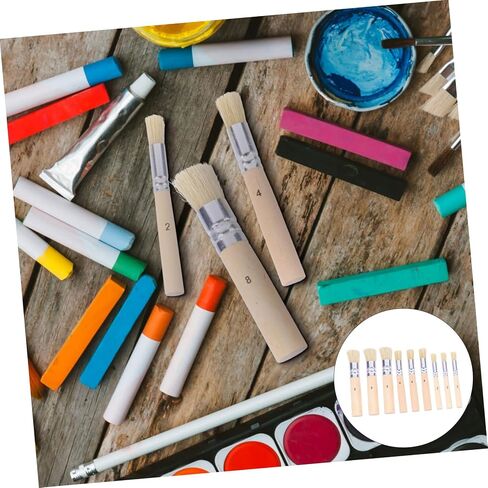 jojofuny 3set DIY Stencil Brush Set Natural Bristle Stencil Paint Brushes Wooden Handle for Boys and Girls Adults Beginners Artists in Saudi Arabia