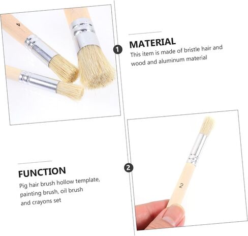 STOBOK 3set Stencil Brush Set Bristle Art Paint Brush for Boys and Girls Adults Oil Watercolor Painting Model Wall in Saudi Arabia