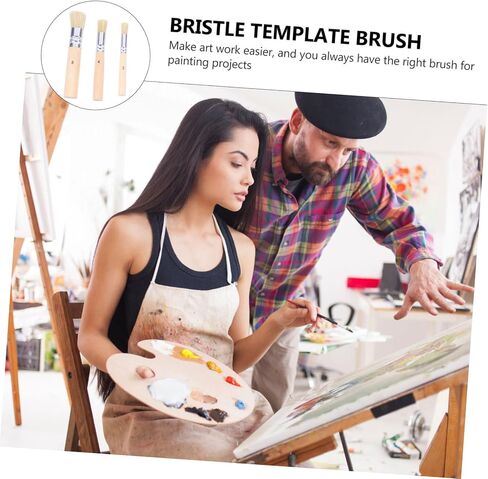 STOBOK 3set Stencil Brush Set Bristle Art Paint Brush for Boys and Girls Adults Oil Watercolor Painting Model Wall in Saudi Arabia