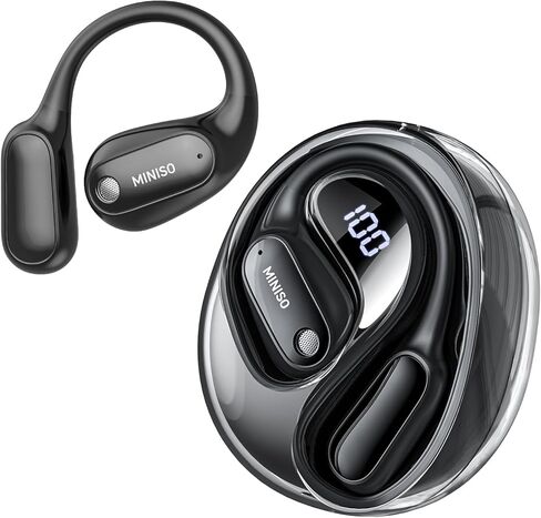 MINISO MS190 Language Translator Earbuds, AI Translation Earbuds Real Time with 135 Languages, Bluetooth 6.0, LED Display, Open-Ear Translation Headphones with APP, 60Hrs Playtime for Business in Kuwait