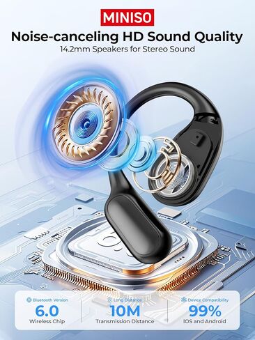 MINISO MS190 Language Translator Earbuds, AI Translation Earbuds Real Time with 135 Languages, Bluetooth 6.0, LED Display, Open-Ear Translation Headphones with APP, 60Hrs Playtime for Business in Kuwait
