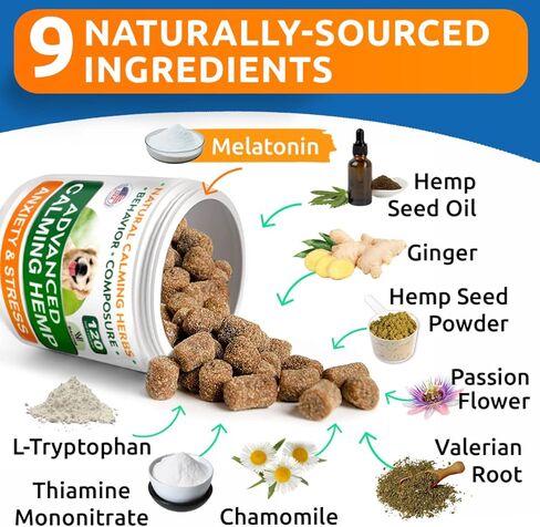 BARK&SPARK Advanced Calming Hemp Treats for Dogs - Hemp Oil + Melatonin - Anxiety Relief - Separation Aid - Stress Relief During Fireworks, Storms, Thunder - Aggressive Behavior, Barking - 120Ct BBQ in Kuwait