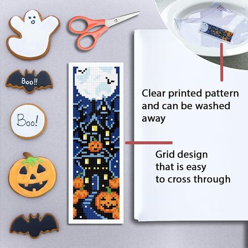 Origach 6 Set Halloween Cross Stitch Stitch مجموعة مرجعية للمبتدئين مع دعم تعليمات الخيط المحسوسة هيكل العظمي Ghost Witches Pumpkin DIY مجموعة مرجعية للتطريز للبالغين ، عشاق الكتب in Saudi Arabia