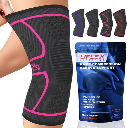 UFlex Athletics Knee Compression Sleeve Support for Women and Men - Knee Brace for Pain Relief, Fitness, Weightlifting, Hiking, Sports in Kuwait