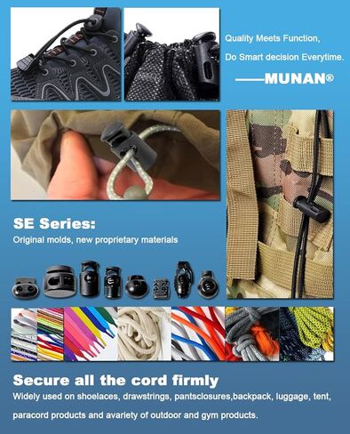 Munan 20pcs قفل الحبل ، من أجل الرباط ، Paracord Toggle Clasp Clasp shoeslace lockpants swinkpants hoodie clips bungee goggles goggles bloves string block action (munse1821) in Kuwait